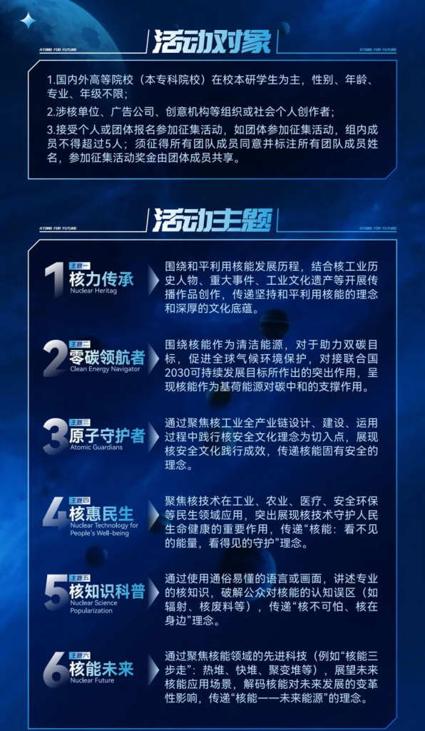 图片[2]-2025全球核能公益传播创意作品征集活动-掌上艺赛-全球设计大赛及作品征集网站!发布标志logo征集、工业大赛、包装大赛、文创大赛、旅游商品大赛、吉祥物征集、建筑大赛、服装大赛、广告语征集、歌曲征集、征文征名、摄影大赛、书法大赛资讯征集平台